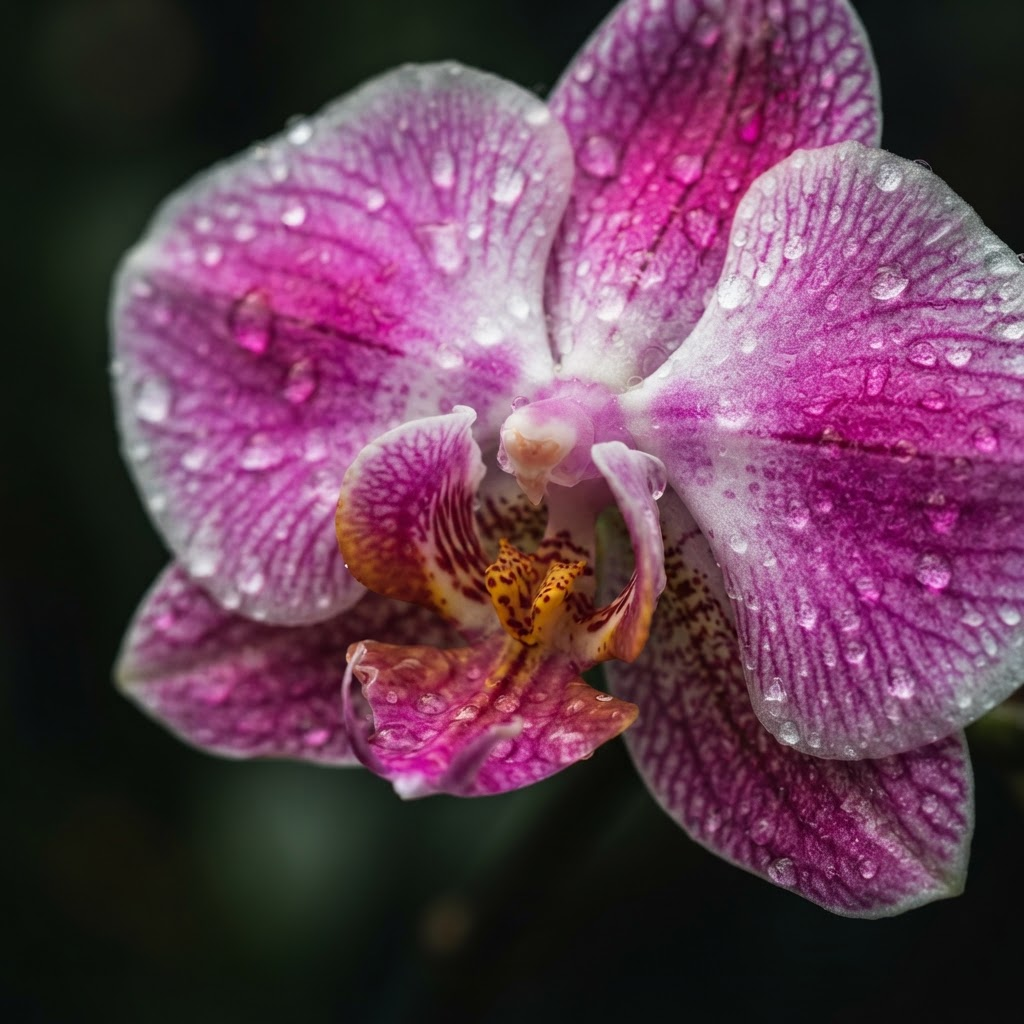 Makro fotografia exotickej ružovo-bielej orchidey
